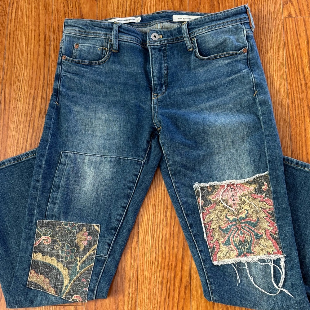 ANTHROPOLOGIE - PILCRO AND THE LETTERPRESS - PATCHWORK BOYFRIEND JEANS - size 28